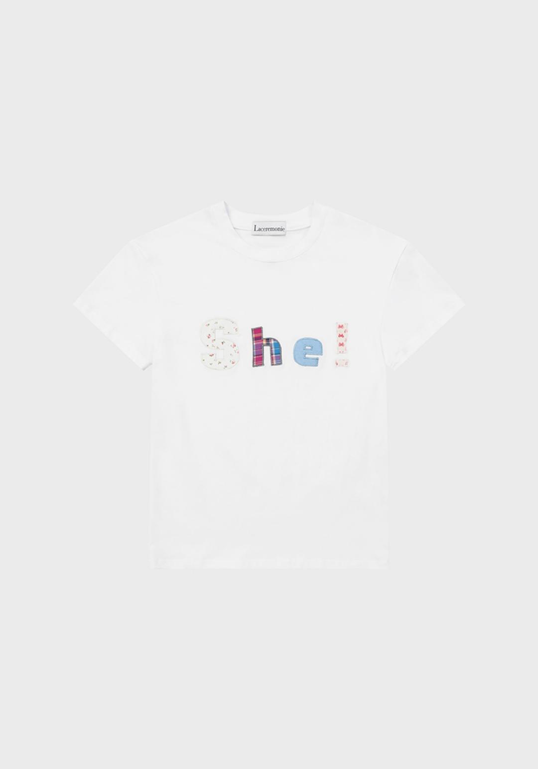 SHE! PATCHWORK TEE / WHITE