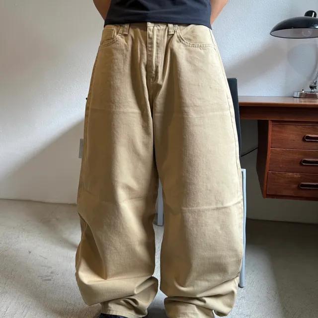 베이지 데일리 코튼 와이드 팬츠