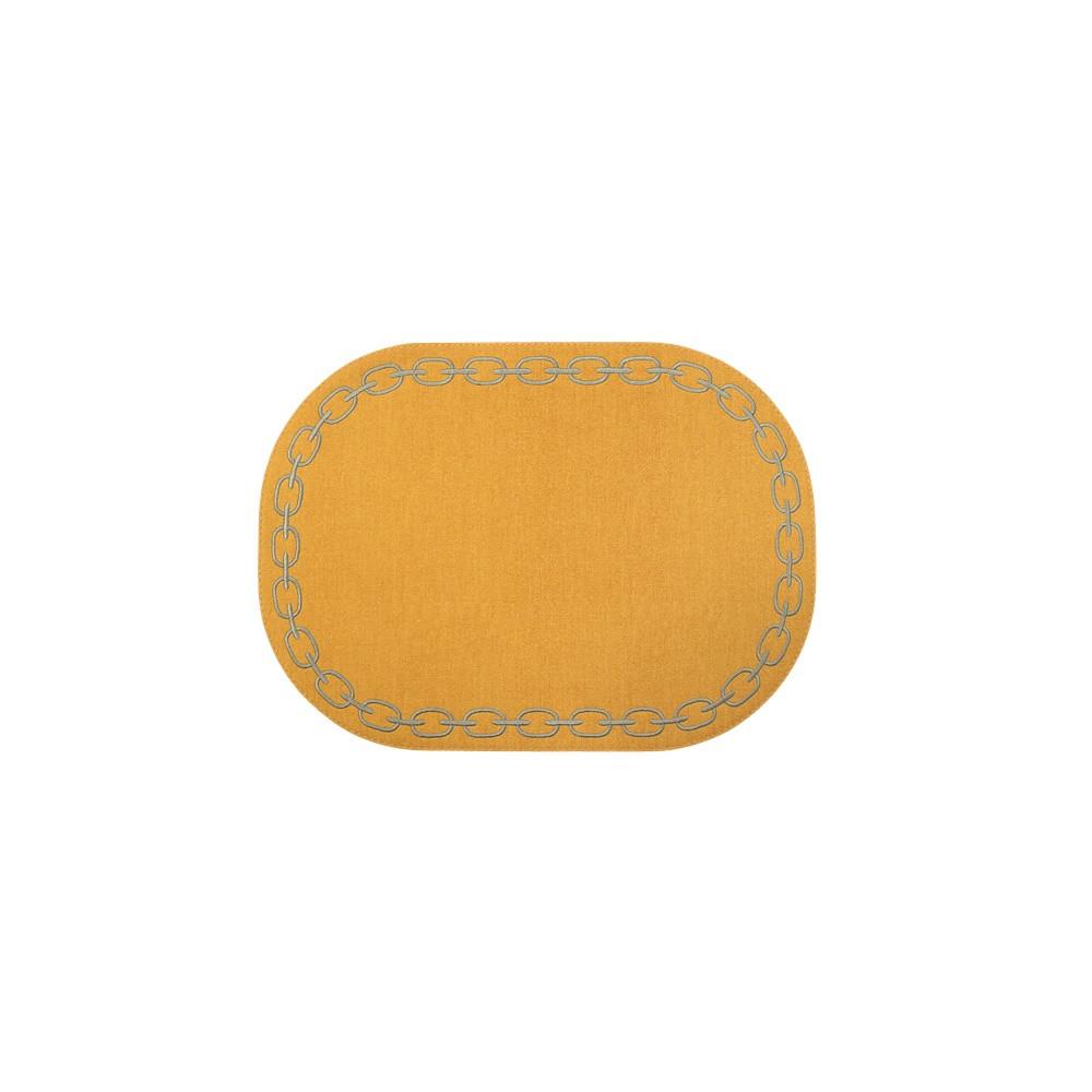아르떼펠레 오발체인 자수매트(머스터드)