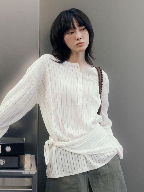 시스루 헨리넥 풀오버 [IVORY] / GF1LKP514