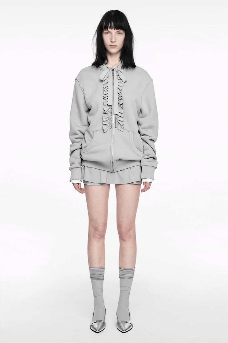 RUFFLE SHORT PANTS LIGHT GRAY