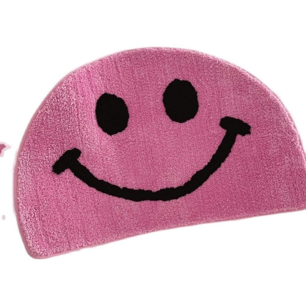 핑크 스마일 반원형 발매트 욕실 러그 주방 문앞 매트 귀여운 침실 옷방