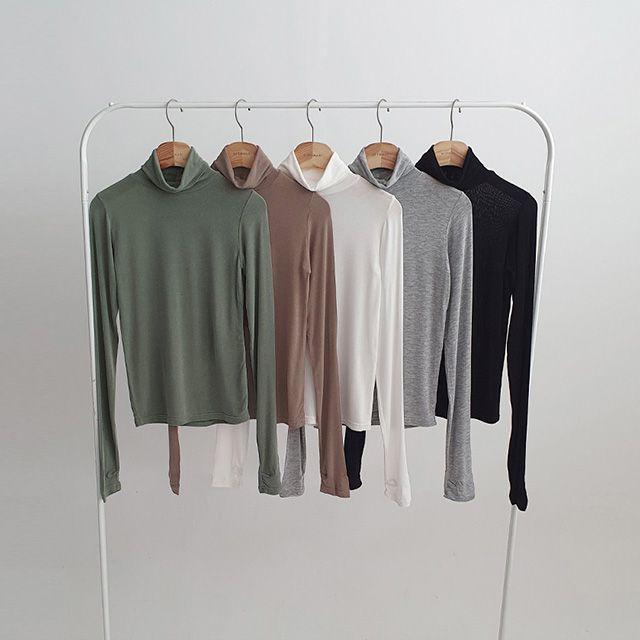 시스루 핸드워머 텐셀 스판 레이어드 목폴라티