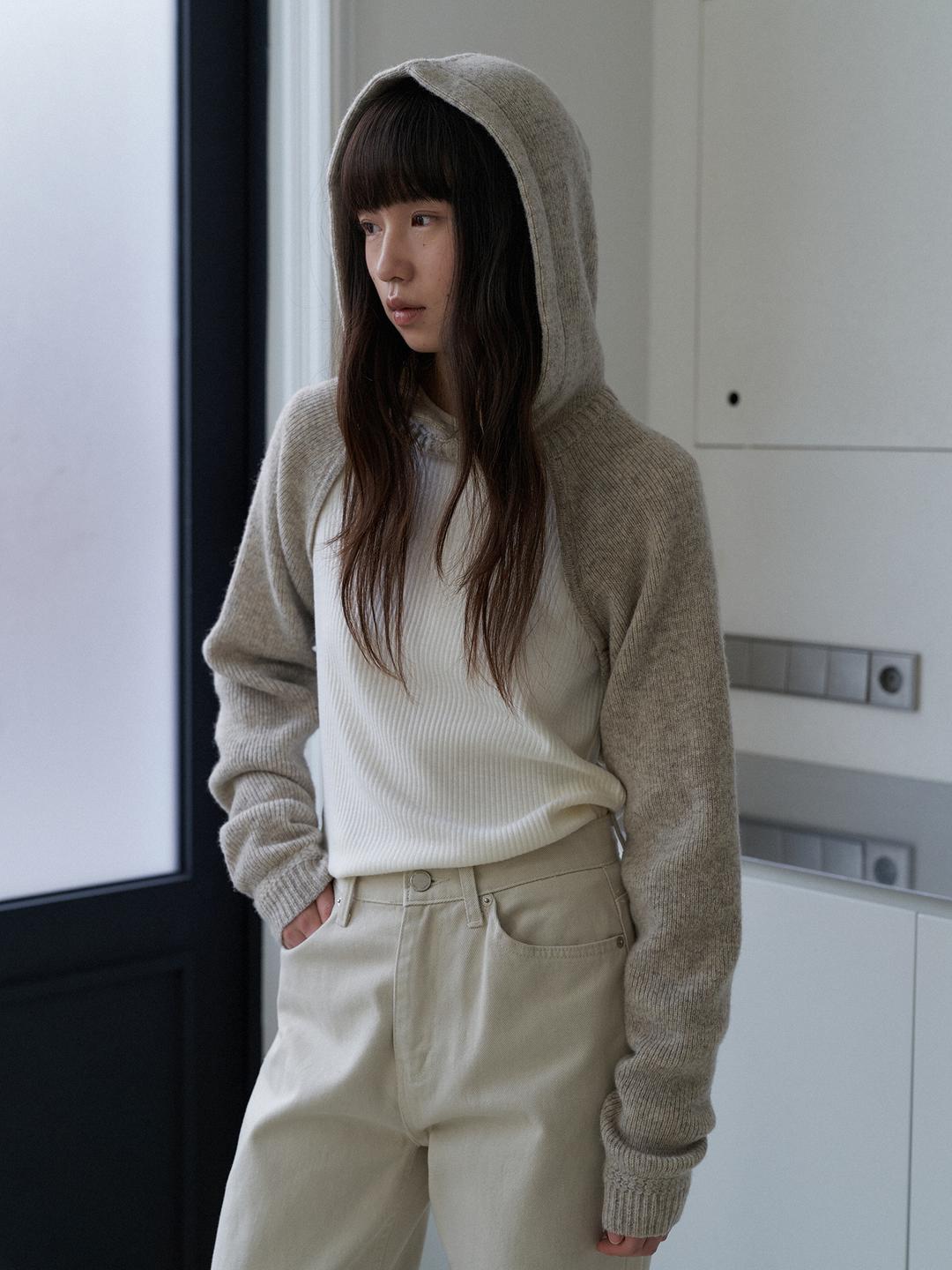 Hoodie wool bolero knit