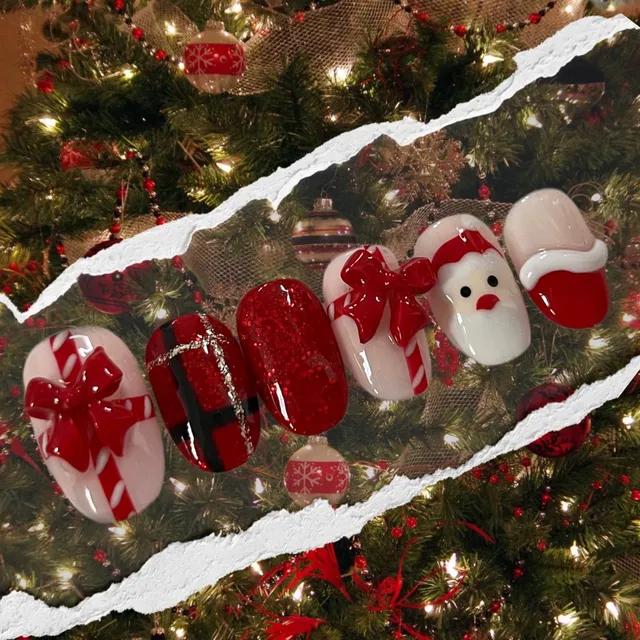 🎄12월한정수량판매🎄선물챙겨온 산타 수제네일팁  / 크리스마스 네일 / 겨울네일