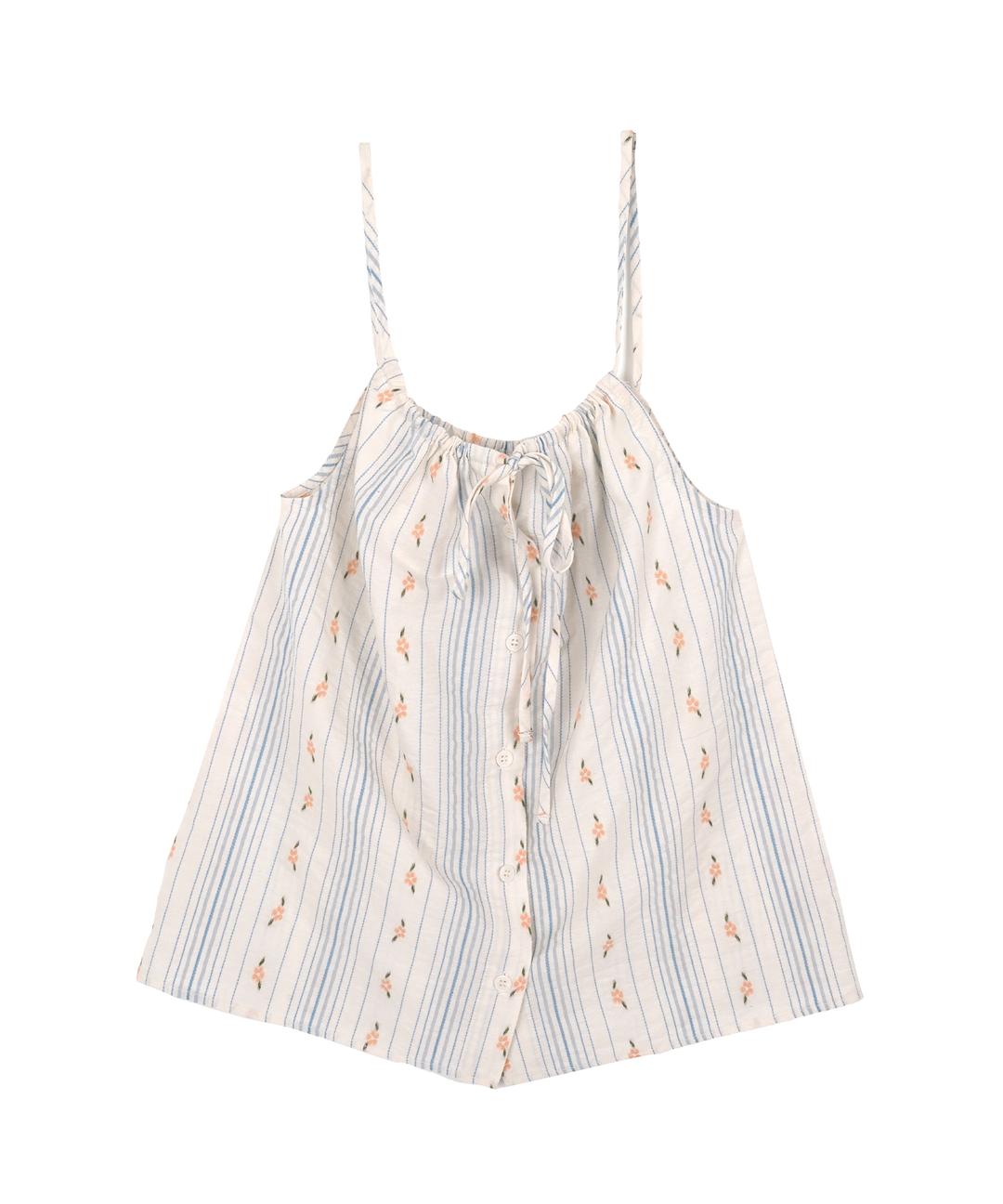 타이 스트라이프 슬리브리스_아이보리