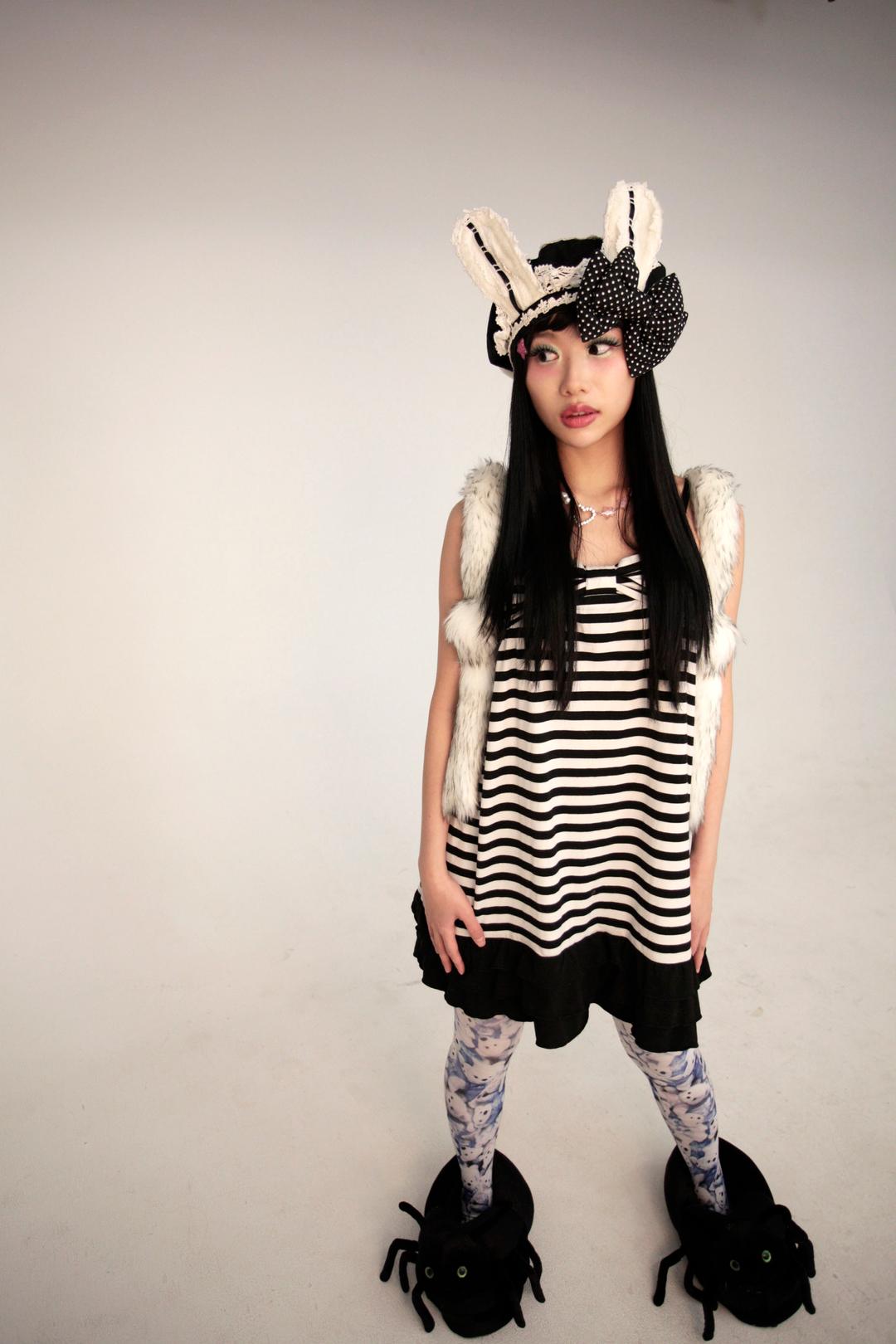 [qpqp made] USAGI fur backpack (black)