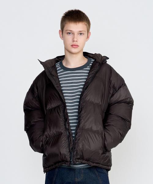 마이크로 립스탑 덕다운 패딩 (브라운)