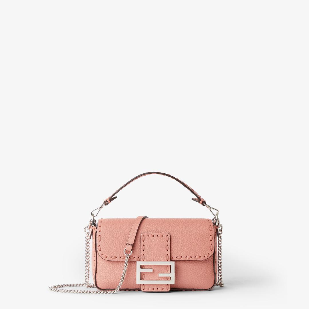 Baguette® Mini Powder pink Selleria bag with 309 hand-sewn topstitches