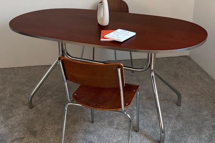 오릭스2테이블 우드 양타원 4인 6인 거실 식탁 호마이카 HPM 테이블 1400 1600