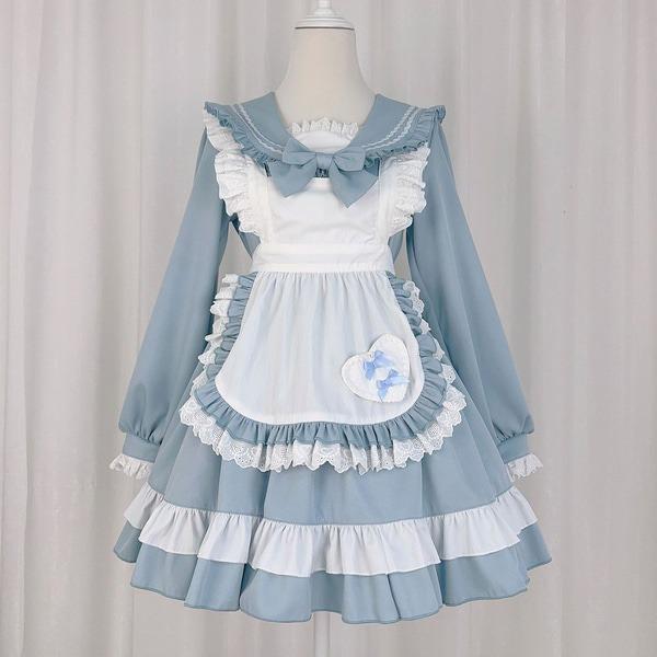 메이드복 - 파스텔 하트프릴 메이드복 (스카이 / 핑크 color)