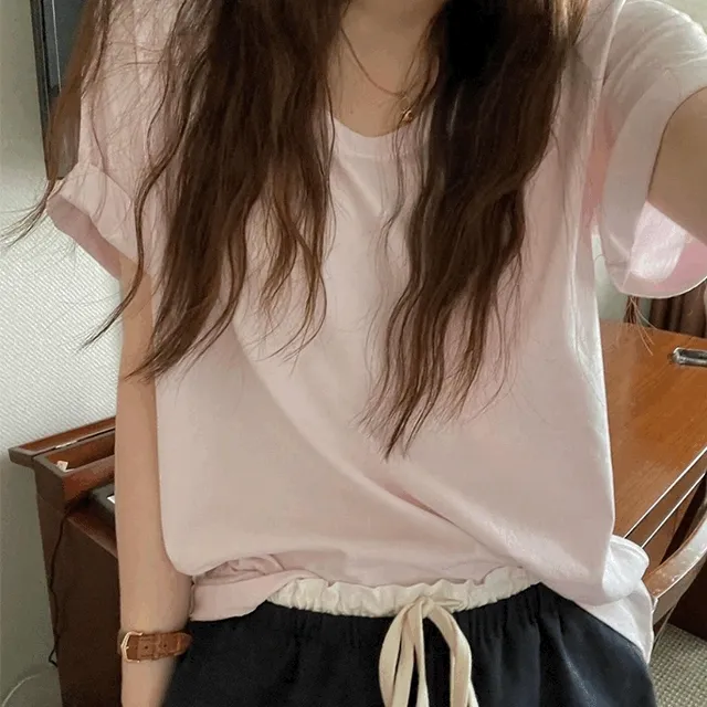 유로 레이어드 딥 유넥 반팔 티셔츠 4color