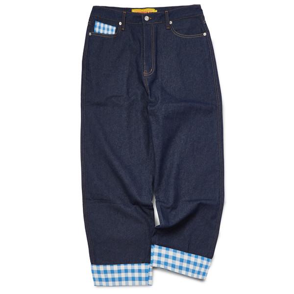 Check Turn Up Denim Pants (BLUE)