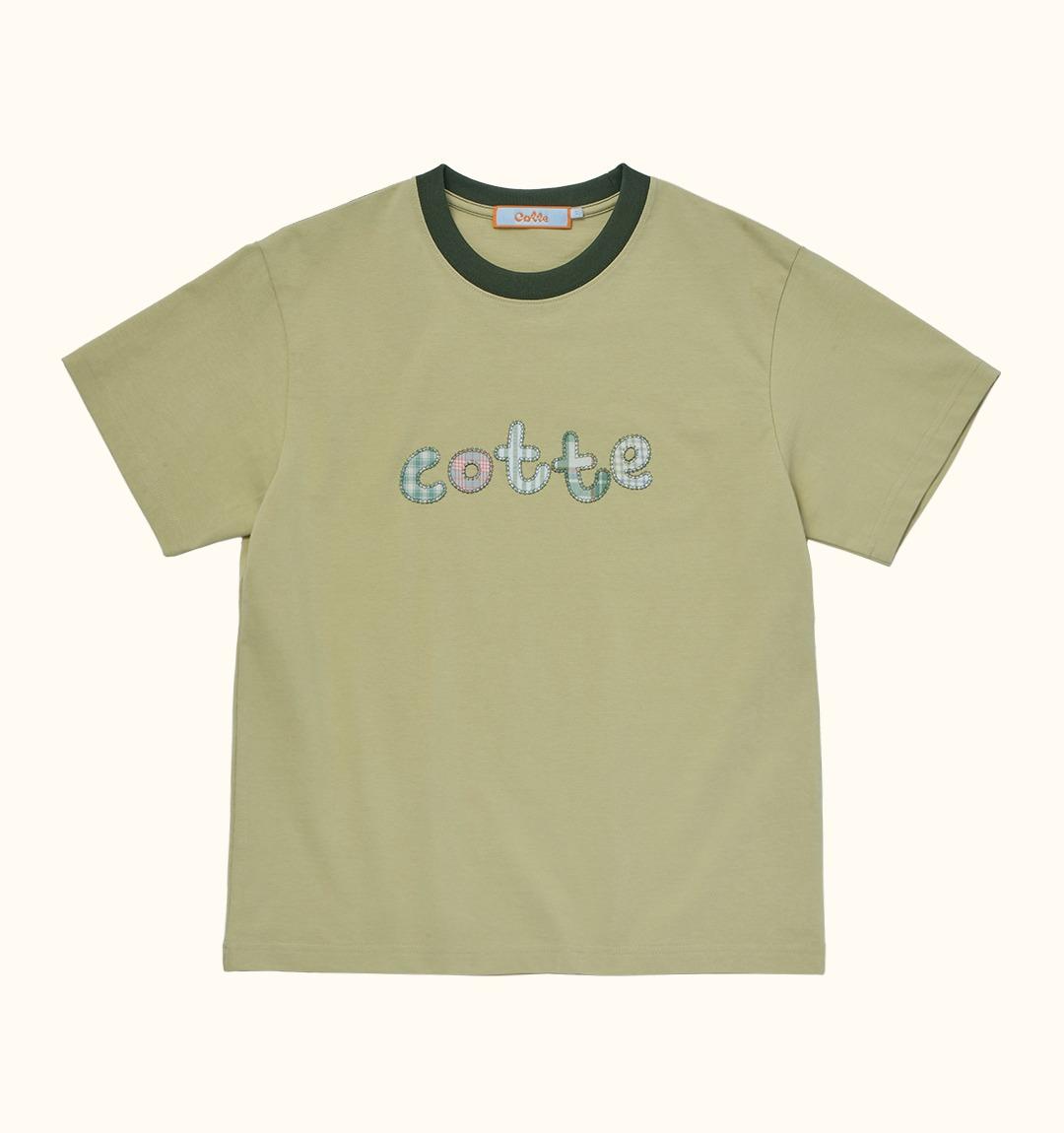 Cotte Check Applique T-Shirt(LIGHT GREEN)