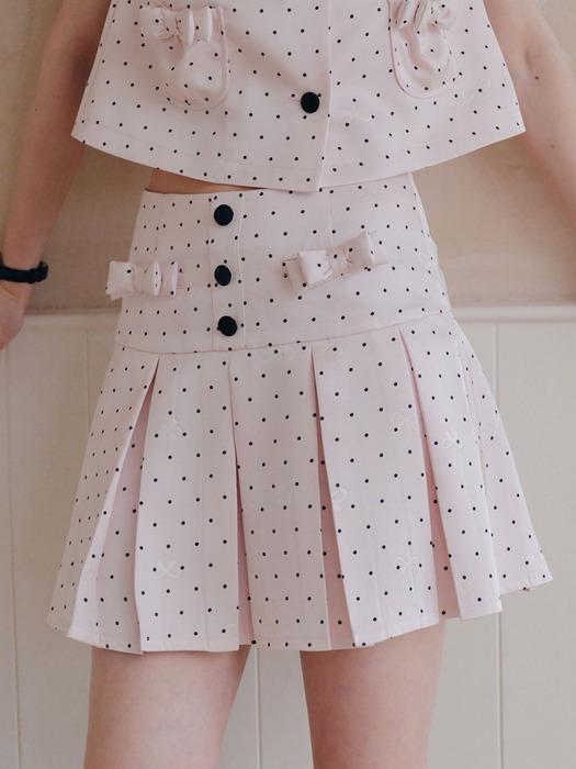 Cest_Polka dot a-line pleated skirt