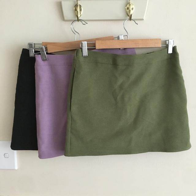 오브그린 [올리브🫒/뒷밴딩] 리노 스웨이드 미니 스커트 (3color)