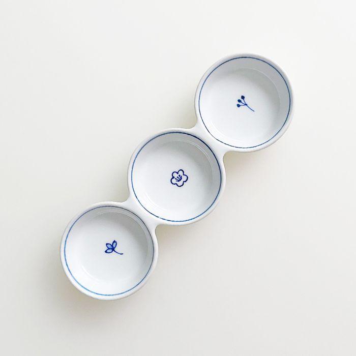 [ 희고희고] 미니미니 세칸 소스 종지 반찬나눔접시