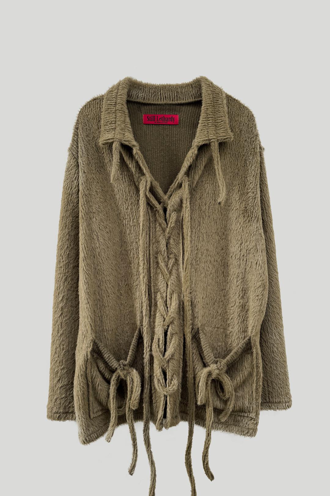 LACE-UP SHIRDIGAN: KHAKI