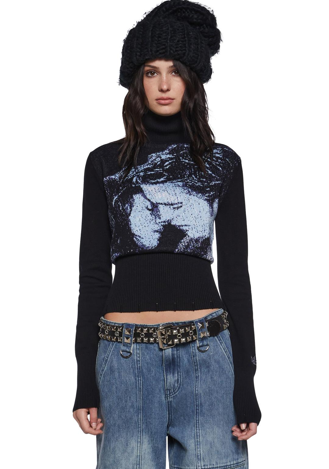 First Kiss Turtleneck Sweater - BLACK / XX-Small