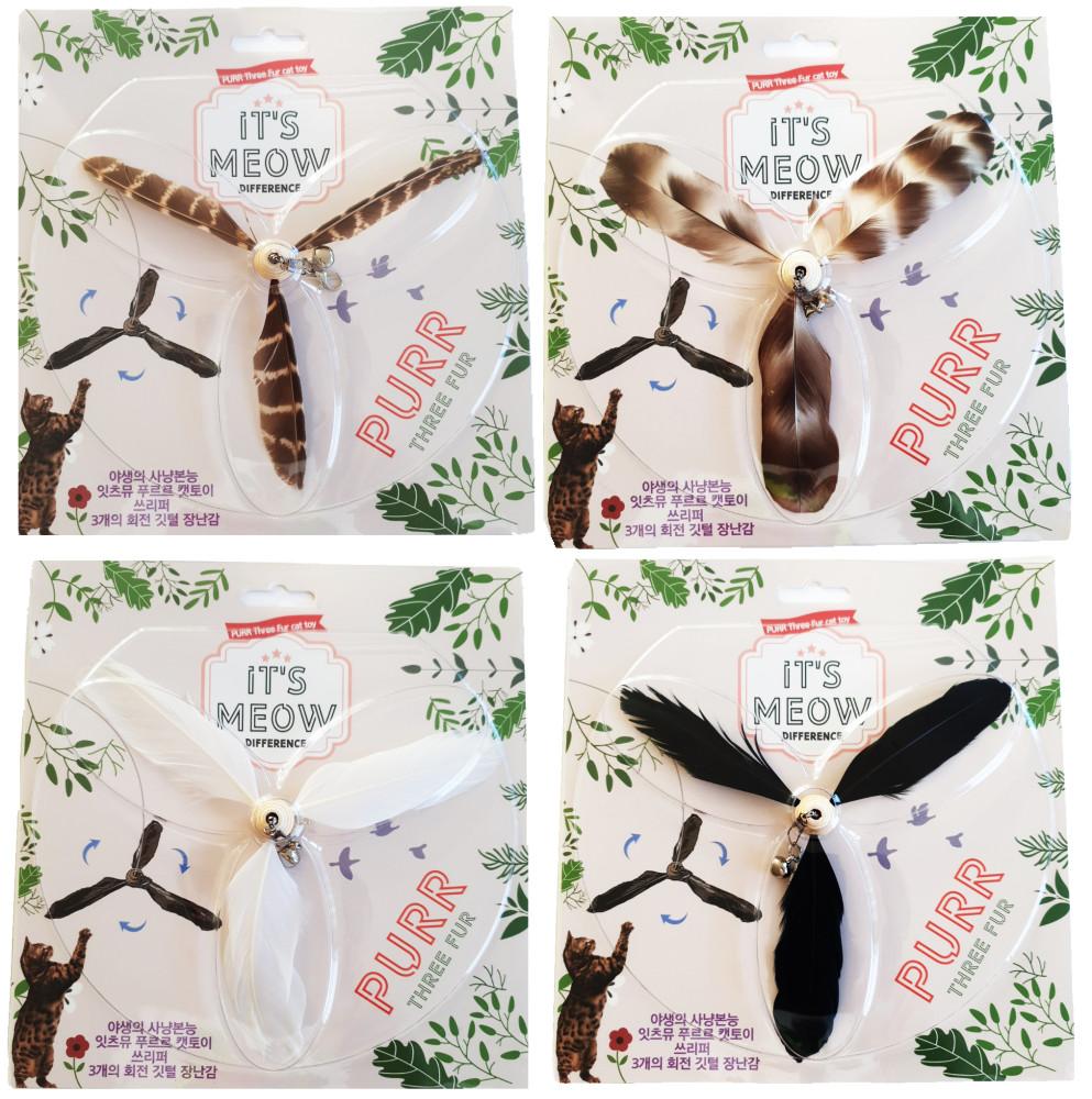 [3+1 증정] PURR 이츠뮤 푸르르 쓰리퍼 회전 깃털 캣토이 리필 4종 세트