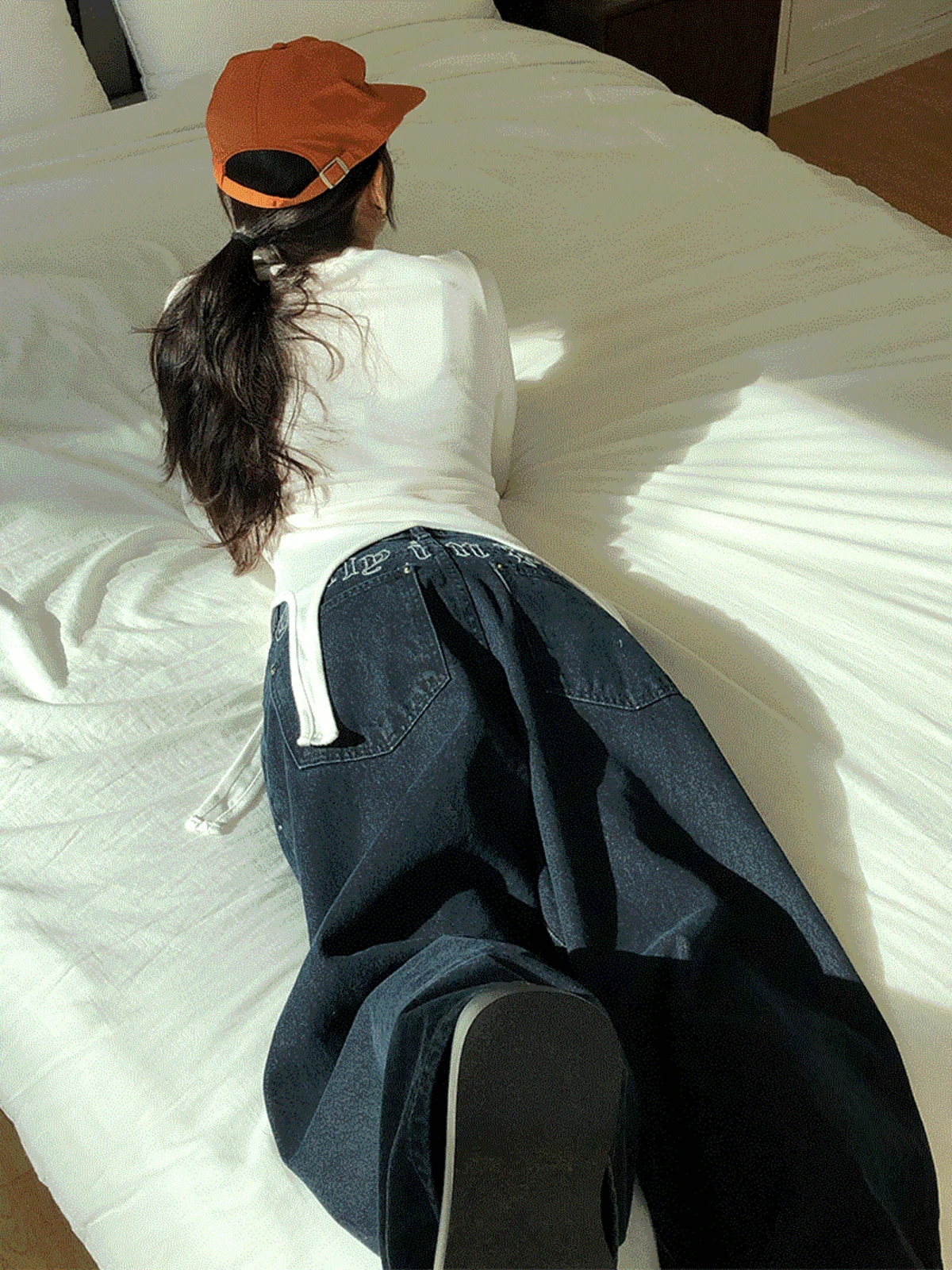 [세미벌룬핏]드롭 스터드 다크 데님