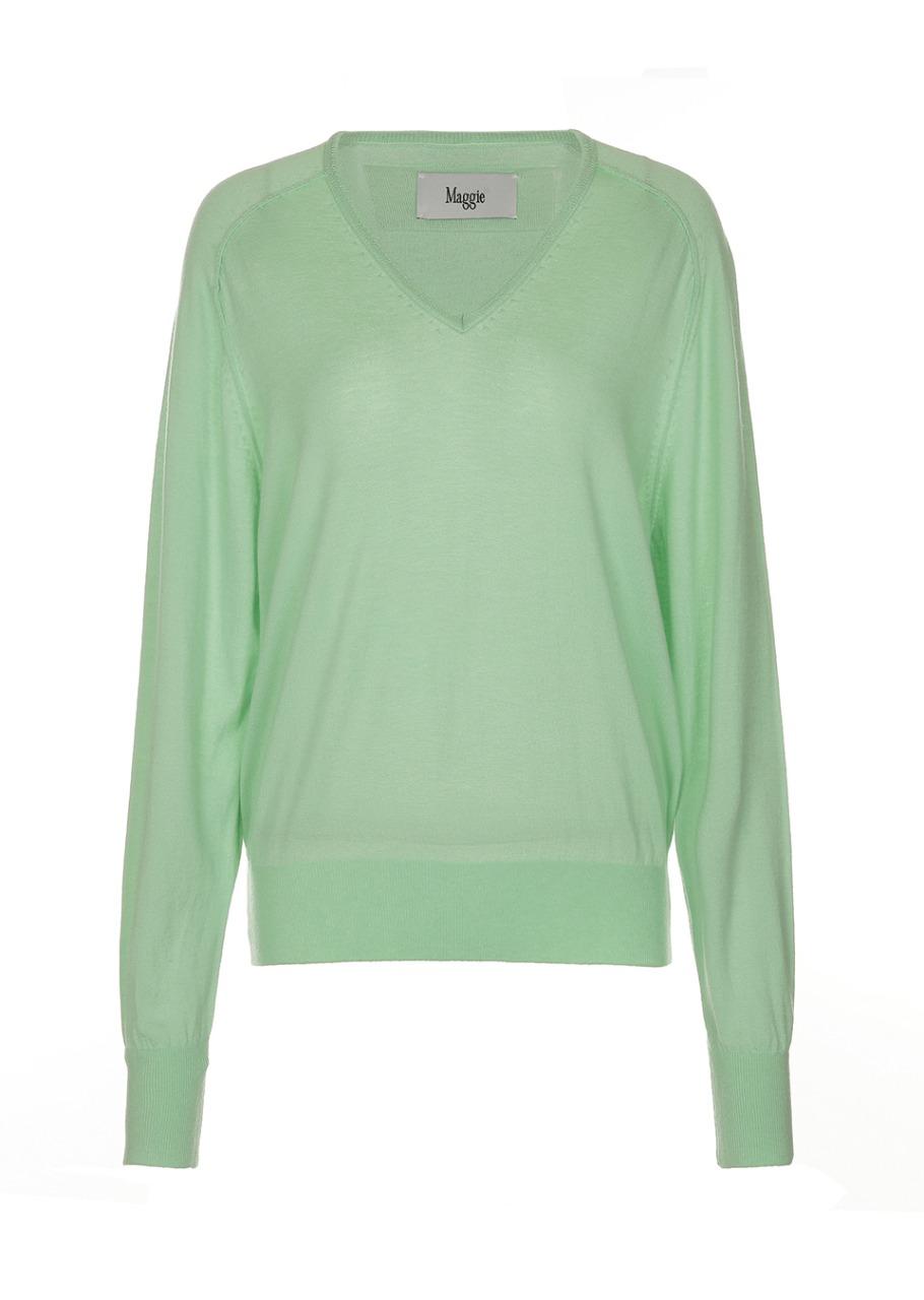 Silky Slim V-neck Pullover (Green)