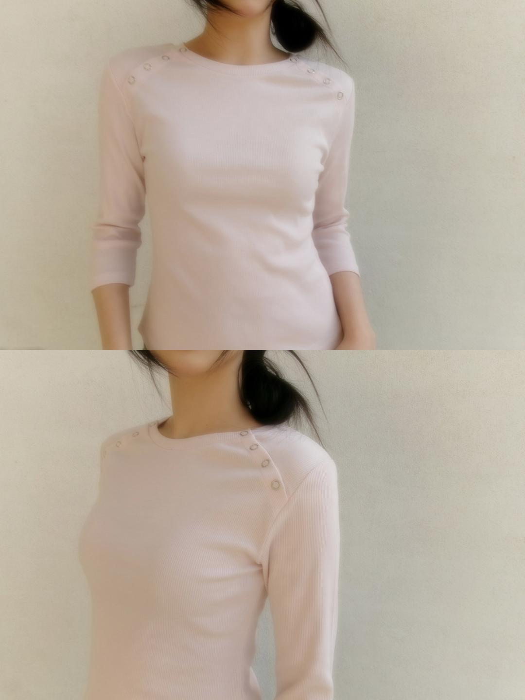 button 3/4 sleeve tee