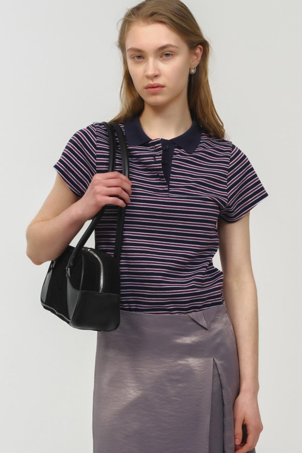 [4월 18일 예약배송] Stripe Baby PK Shirt / Navy