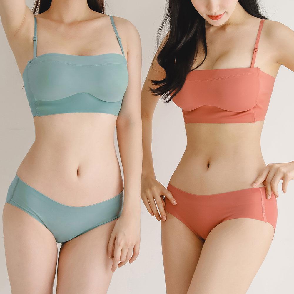 파라오 노와이어 무봉제 브라팬티 속옷세트 4colors