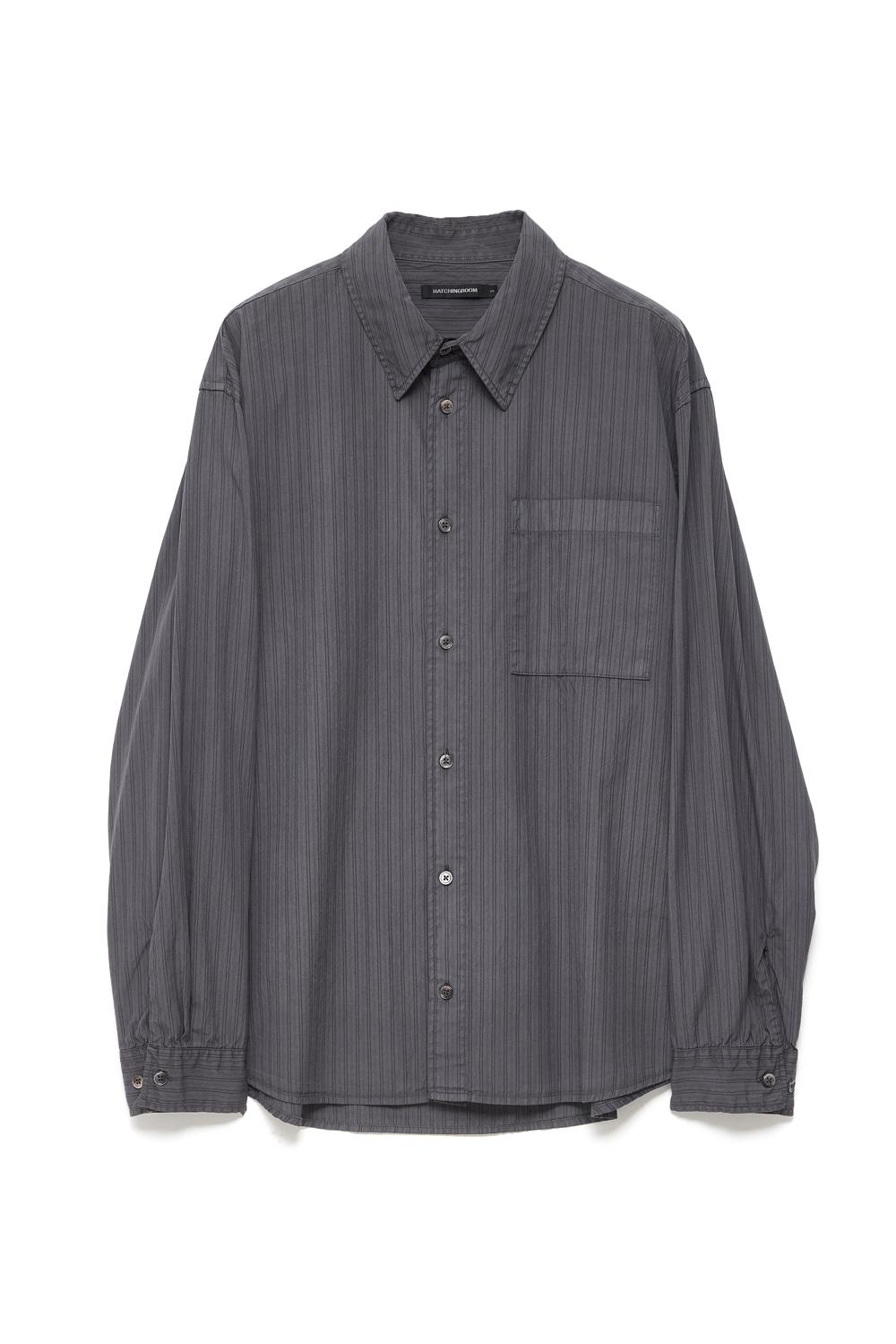 Museum Shirt Stripe Dyed Blue Charcoal