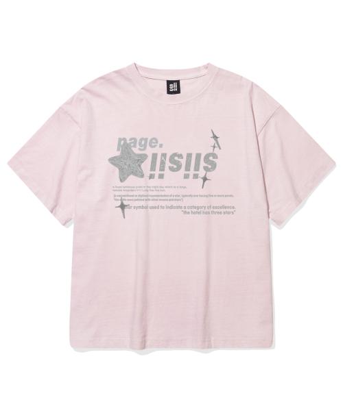 실버 크롬 시시 스타즈 프린트 피그먼트 워싱 레귤러핏 반팔티 라이트핑크