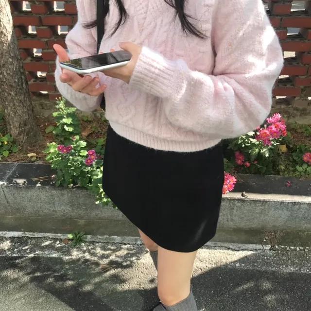 [색감💗/아방핏] 소르베 케이블 브이넥 꽈배기 니트 (2color)