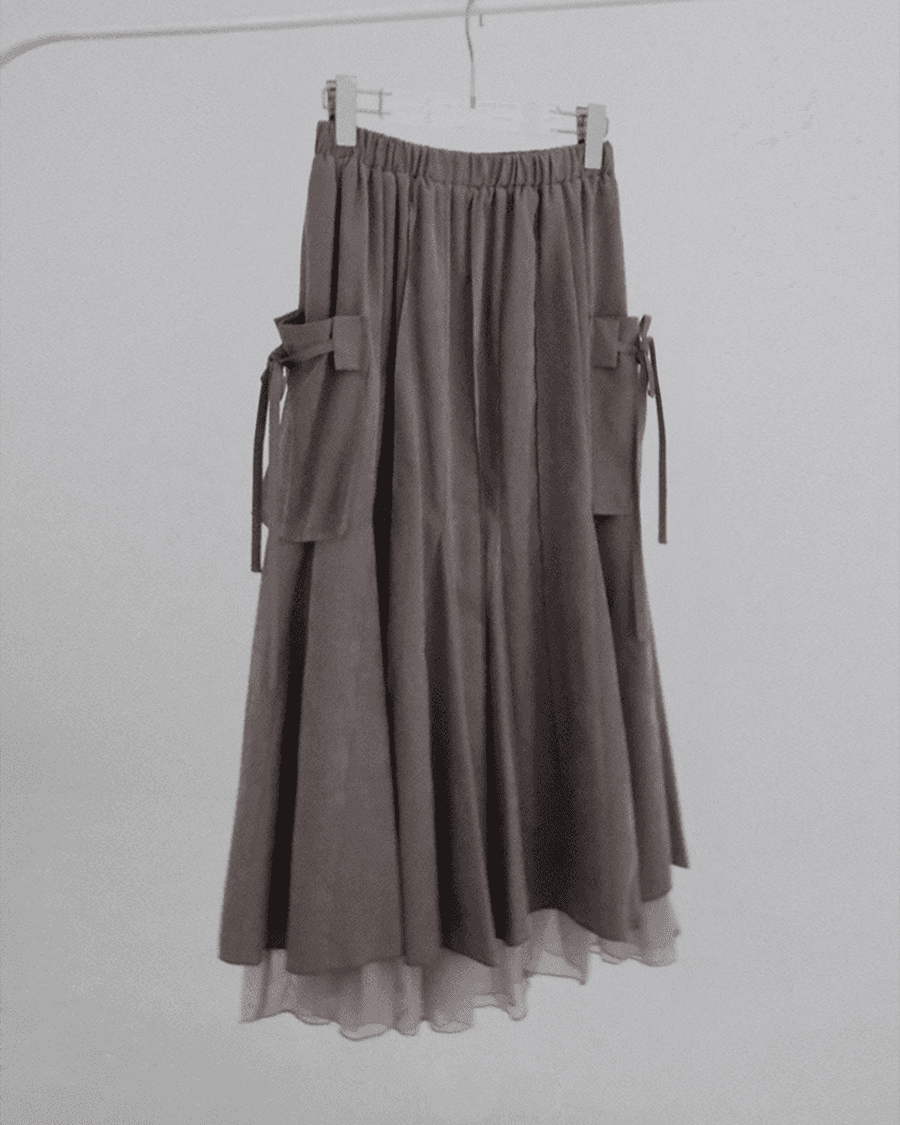[YMS] Devil Flare Skirt (Khaki Gray)