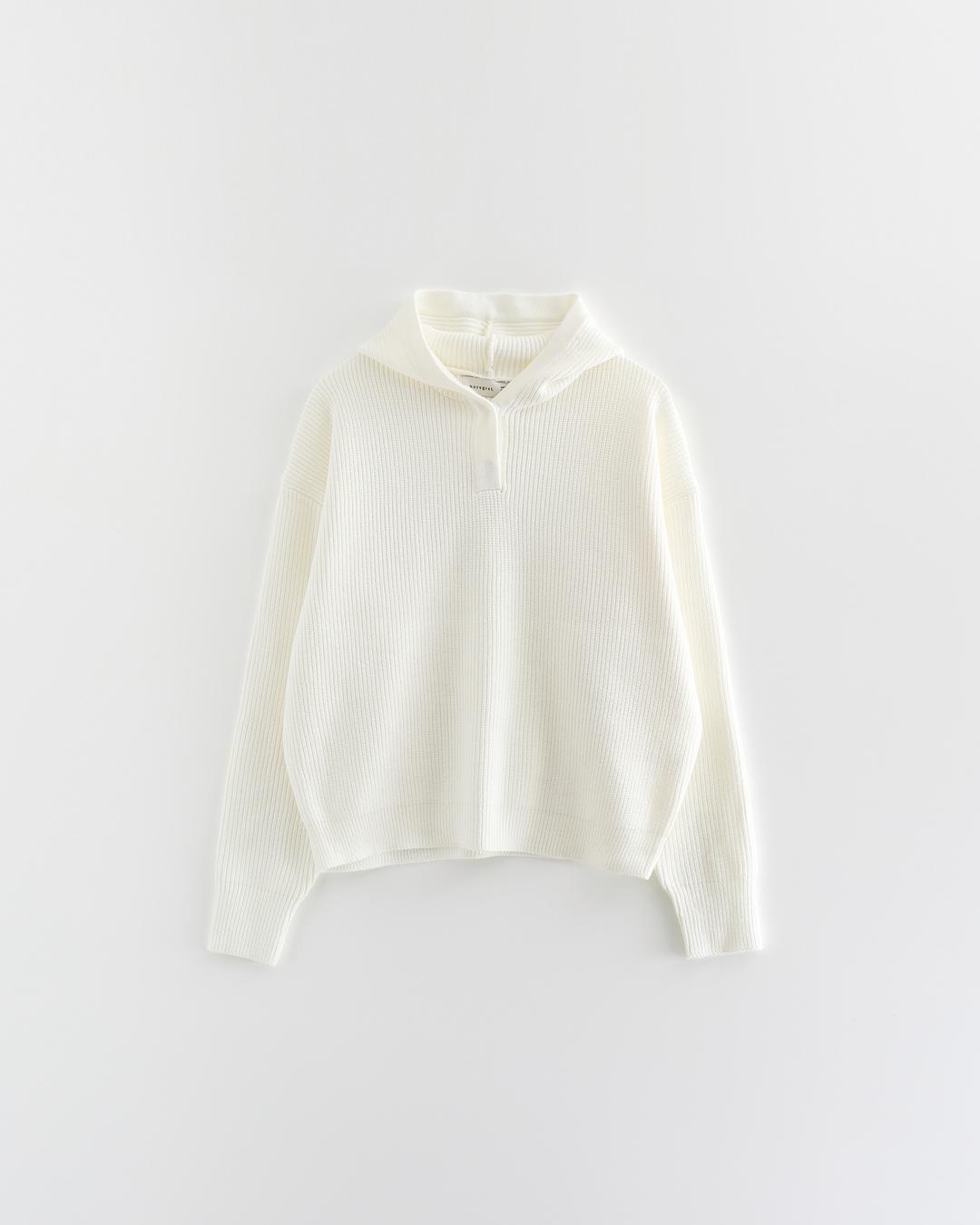 Hachi Overfit Snap Hoodie Knit_Ivory