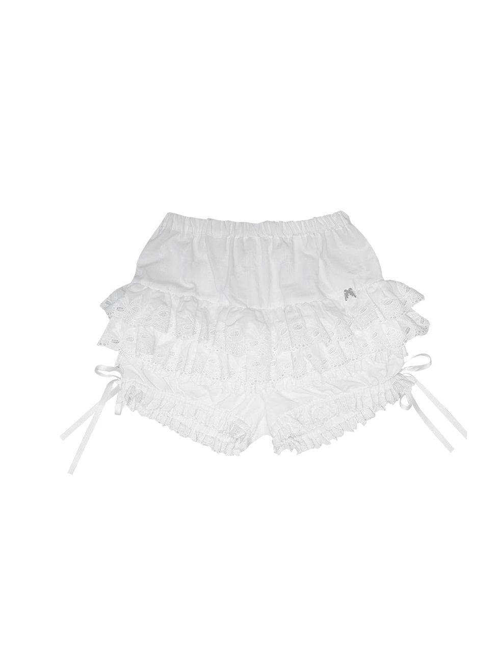 Lace Ribbon Bubble Shorts - M / white(presale)