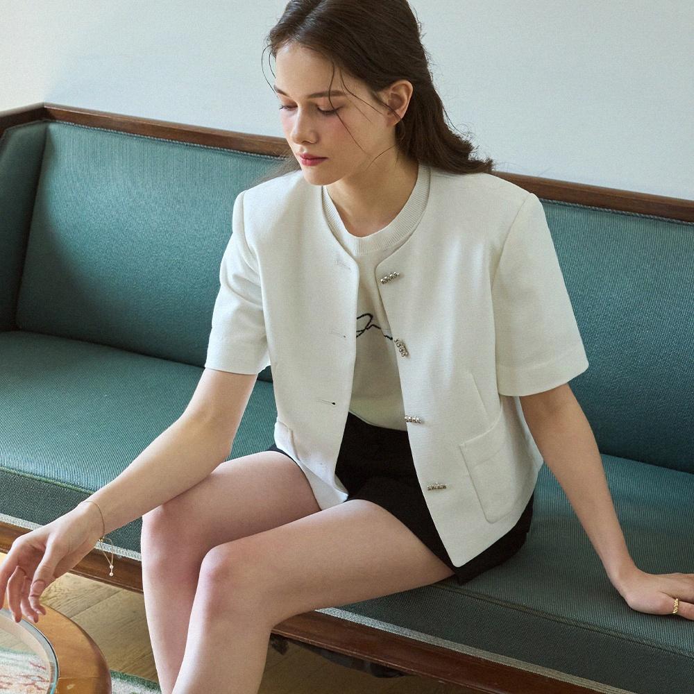 시니 트위드 반팔 자켓 [IVORY]