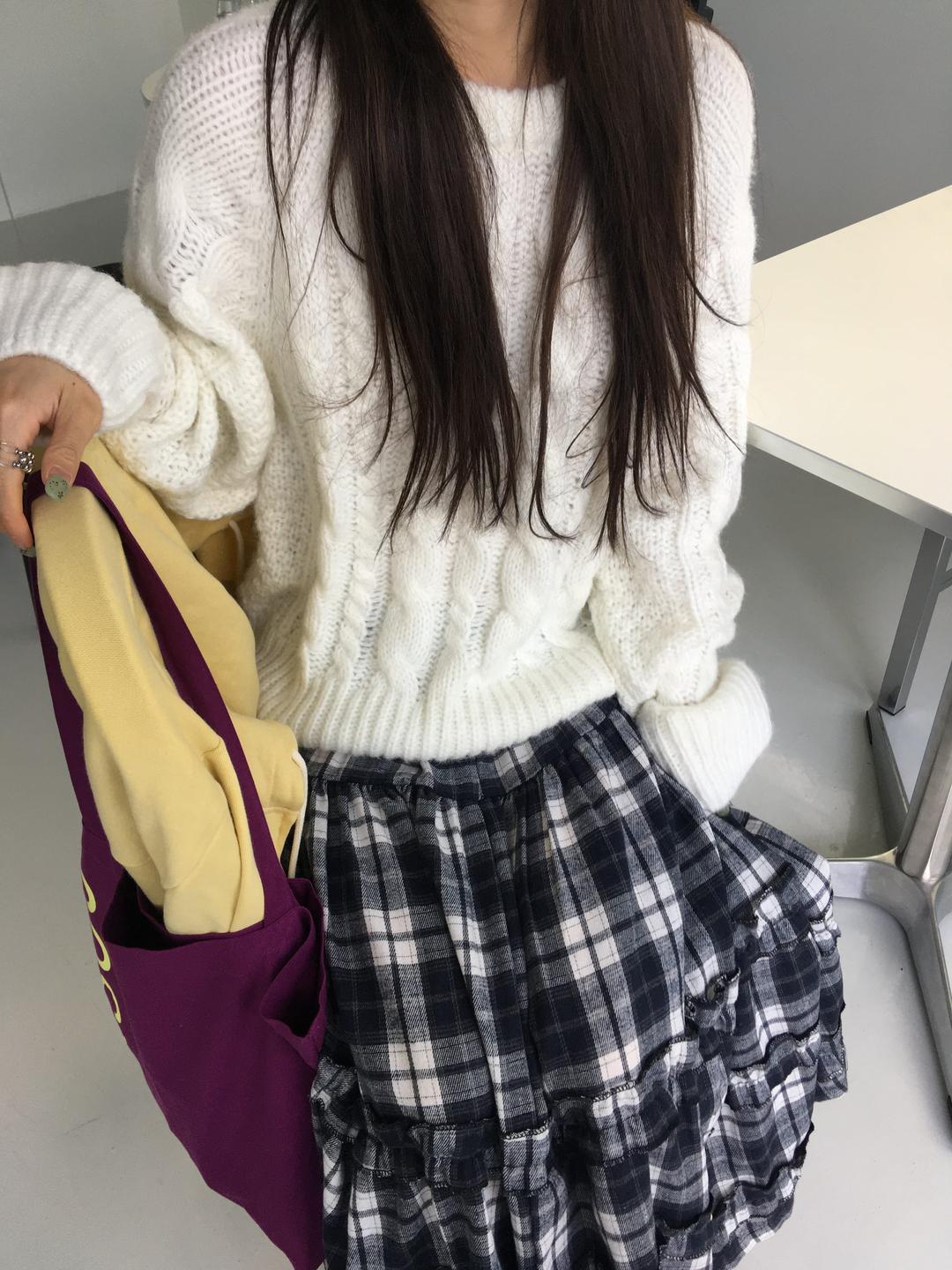 파스텔 꽈배기 루즈니트 4col