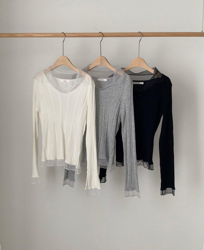 헬로마틸다 [블랙/당일][리브레]쉬폰 카라 니트