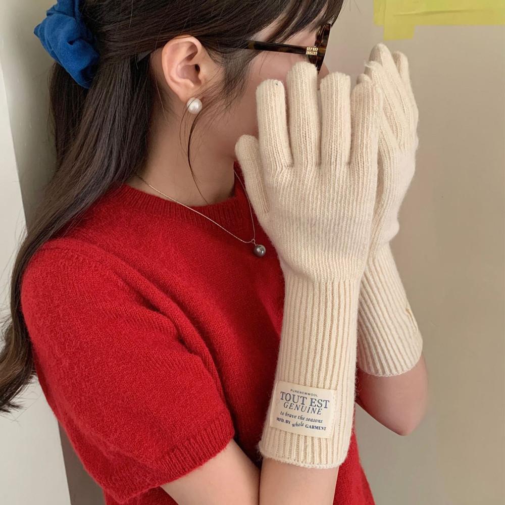 롱 니트 장갑 핑거홀 스마트폰 터치 따뜻한 여성 겨울