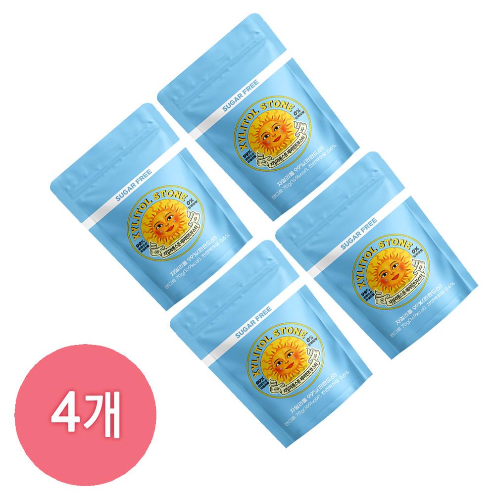 [자일리톨스톤] 자일리톨 사탕 캔디 페퍼민트부스터 지퍼백 70g 묶음 4개 세트