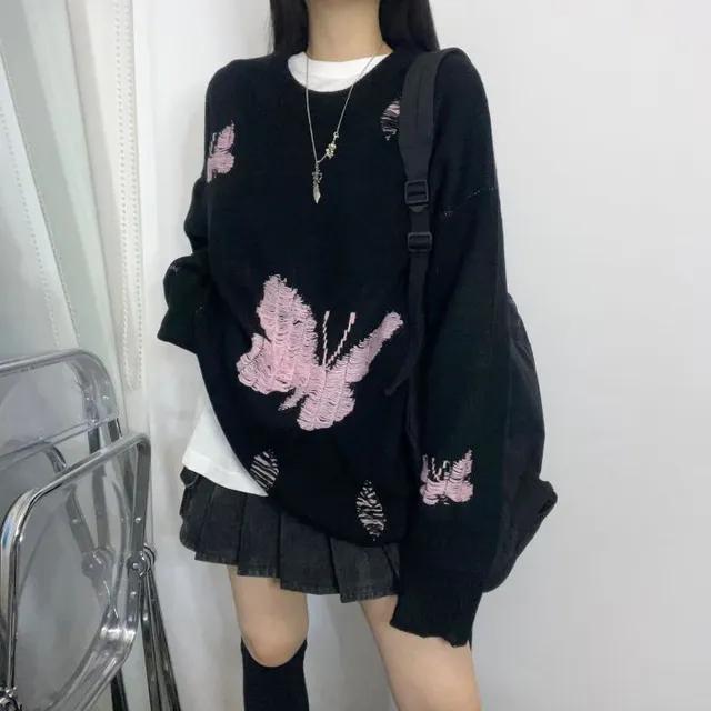 pink butterfly knit