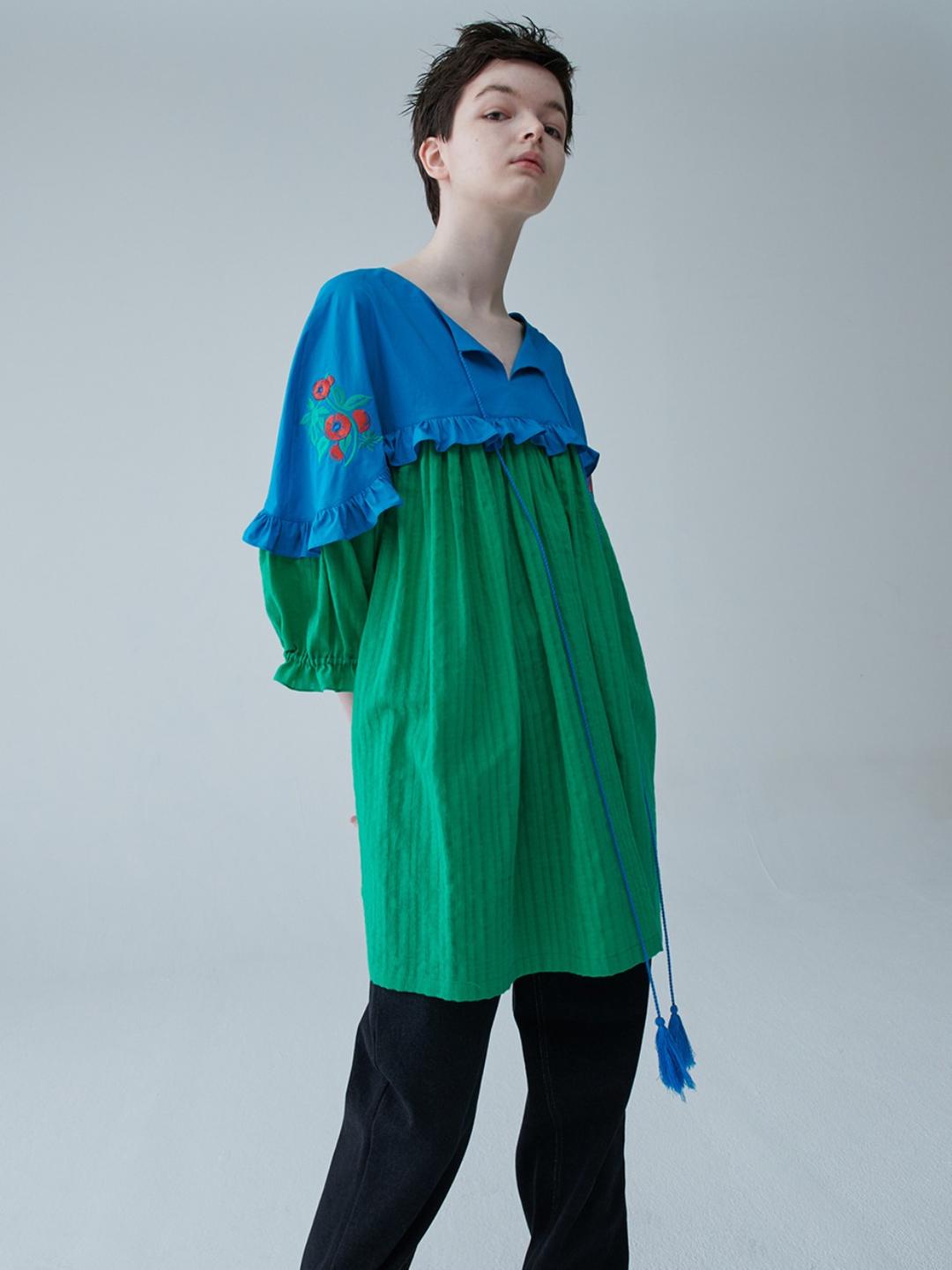 FRUITY POPPY 쇼트 드레스/그린