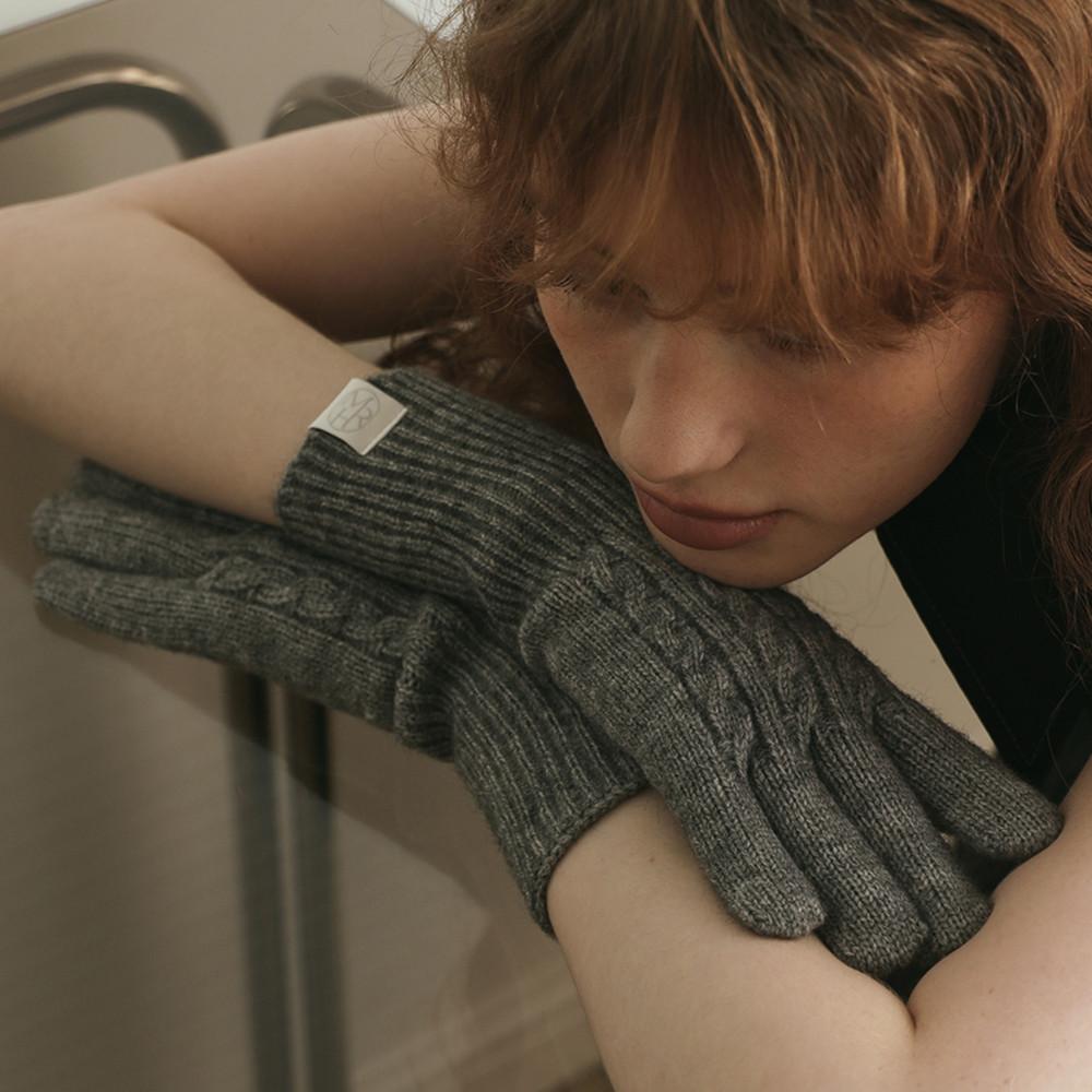 손등꽈배기 터치 울 장갑_6color