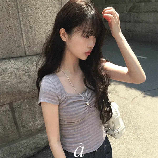 [MADE/테리반팔/전컬러소장🖤] 듀런 에이모어 스퀘어넥 셔링 반팔 티셔츠 (4color)