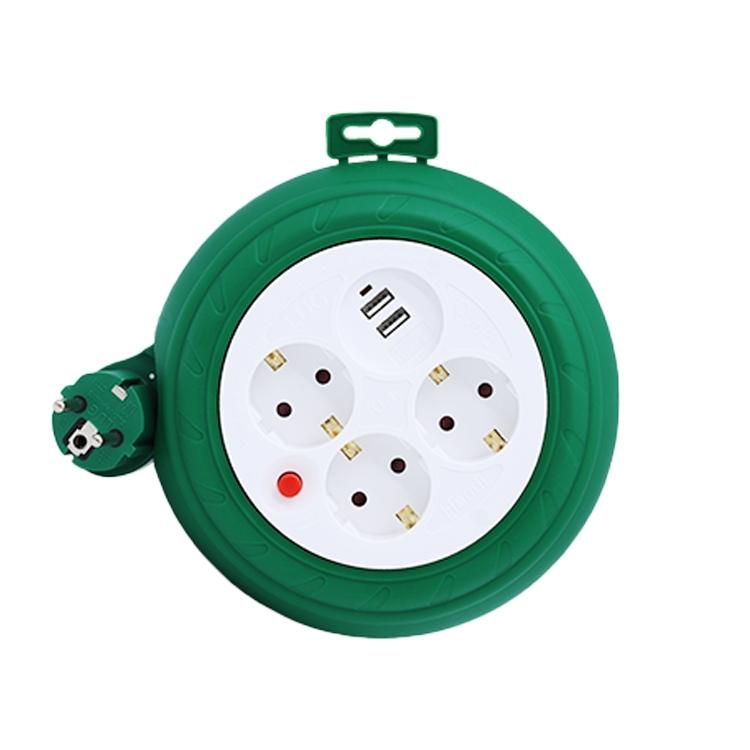 러그박스 USB 멀티릴선 멀티탭 3구 + USB 2포트 그린 1.0SQ 3m, 1개