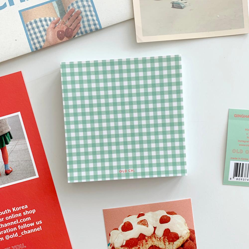 올드채널 GINGHAM MEMO PAD - Mint 깅엄 메모패드 떡메모지 민트