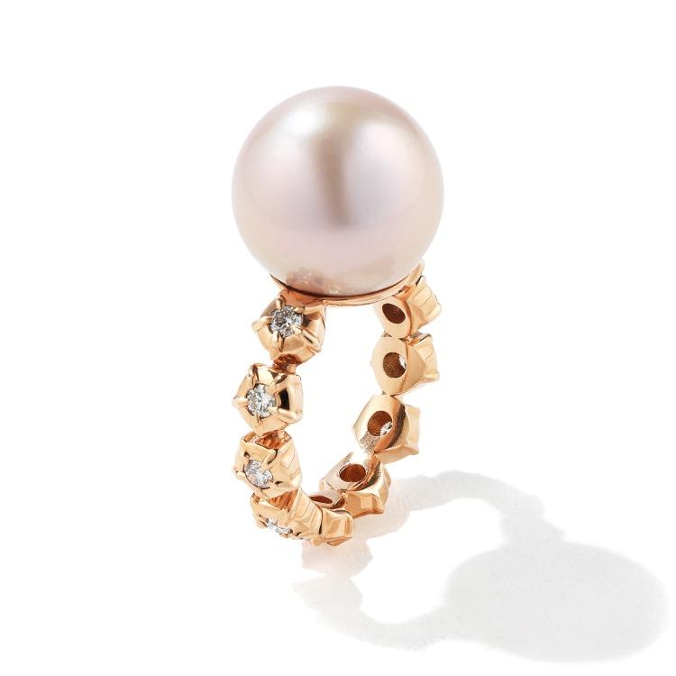 COLLET SETTING DIAMOND PEARL RING