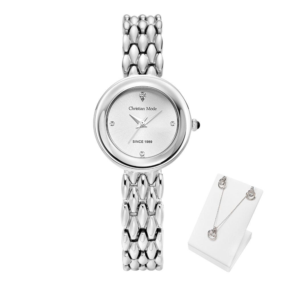 본사직영/정품 크리스챤모드 여성 메탈시계 CM412WS +주얼리세트
