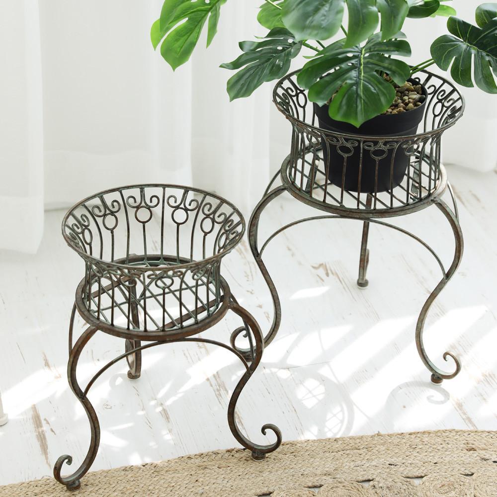 메이 빈티지 수입 가든 인테리어 철제 화분 스탠드 받침대 정리대 거치대 2사이즈 스몰