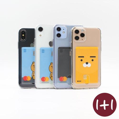 [1+1] 카드 포켓 베이직 투명 폰 케이스(아이폰 갤럭시 핸드폰)